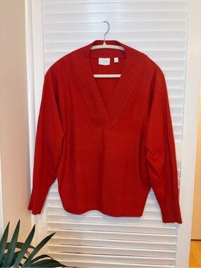 Cyrus Fall V Neck Sweater in Burnt Orange Color